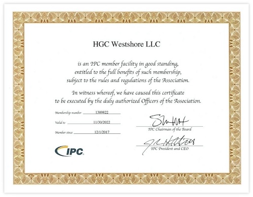Westshore Electronics, IPC Certification