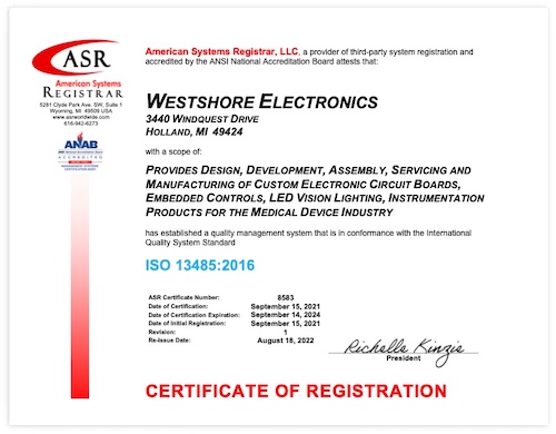Westhore Electronics, ISO Certification