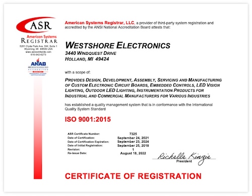 Westhore Electronics, ISO Certificate